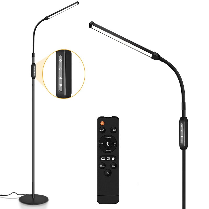 EBEST Led Floor Lamp for Eyelash Extensions Standing Floor Lamps for Office Eyelash lamp Tattoo Light Reading Lamp for Bedroom Makeup Lash Light Extension (Black - RY) - Image 1